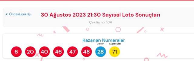 30 Ağustos 2023 Sayısal Loto çekiliş sonuçları açıklandı! Sayısal Loto sonuçları saat kaçta açıklanacak? Sayısal Loto CANLI izle!