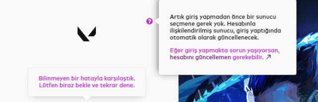 Valorant bilinmeyen bir hatayla karşılaştık hatası nasıl çözülür?