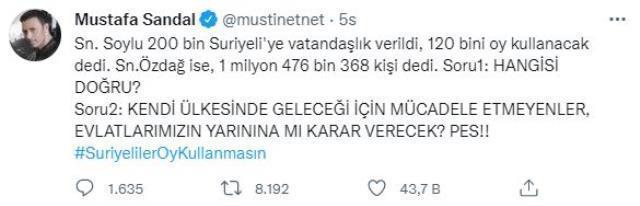 Mustafa Sandal ile AK Partili Tunç arasındaki Suriyeli tartışmasına Ümit Özdağ da dahil oldu