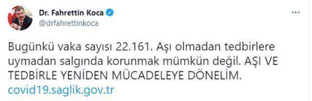 Son Dakika: Türkiye'de 29 Temmuz günü koronavirüs nedeniyle 60 kişi vefat etti, 22 bin 161 yeni vaka tespit edildi