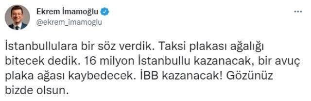 Ekrem İmamoğlu'ndan taksi açıklaması: Bir avuç plaka ağası kaybedecek, gözünüz bizde olsun