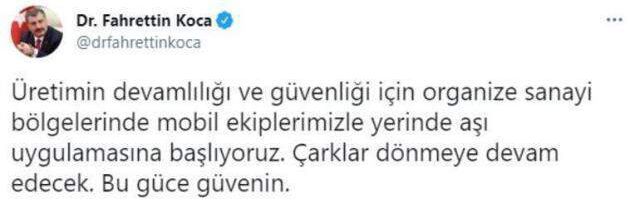 Son Dakika: Organize sanayi bölgelerinde mobil ekiplerle yerinde aşı uygulaması başlıyor
