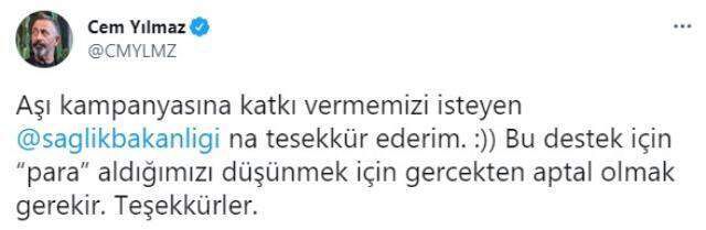 Sağlık Bakanlığı'nın kamu spotunda para rol aldığı iddia edilen Cem Yılmaz, açtı ağzını yumdu gözünü