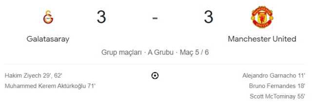 Galatasaray - Manchester United maçı kaç kaç, bitti mi? MAÇ SKORU! Galatasaray - Manchester United maçı kaç kaç, canlı maç skoru! Canlı maç anlatımı!