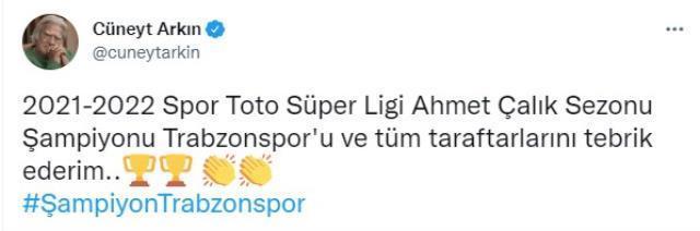 Trabzonspor'a spor, sanat, siyaset camiasından tebrik mesajları yağıyor