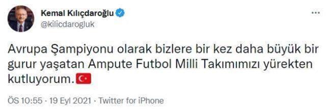 Avrupa şampiyonu Ampute Futbol Milli Takımı'na siyasilerden tebrik mesajı yağıyor