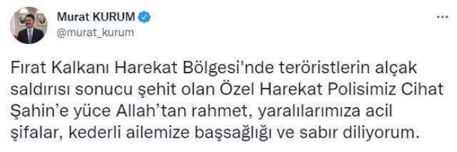Son Dakika: Fırat Kalkanı Harekat Bölgesi'nden acı haber! PKK'nın füzeli saldırısında 1 Özel Harekat Polisi şehit oldu