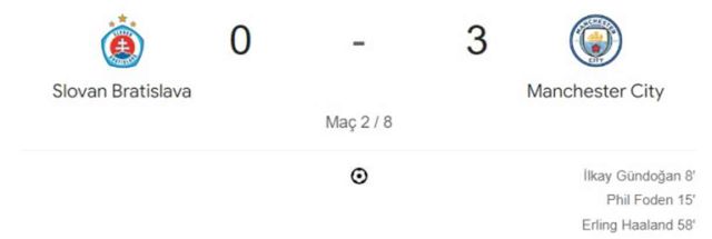 Slovan Bratislava Manchester City maçı kaç kaç, bitti mi? MAÇ SONUCU! Slovan Bratislava Manchester City golleri kim attı, canlı maç anlatımı!