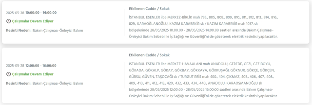 İstanbul ESENLER elektrik kesintisi! 28 Mayıs Esenler elektrik kesintisi ne zaman bitecek, elektrikler ne zaman gelecek?