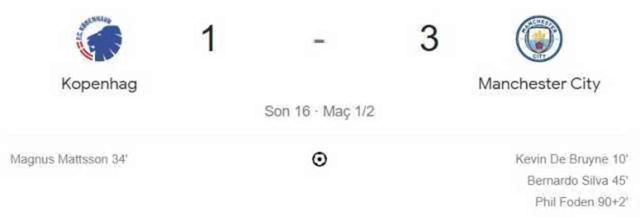 Kopenhag - Manchester City maçı kaç kaç, bitti mi? MAÇ SKORU! Kopenhag - Manchester City maçı kaç kaç, canlı maç skoru!