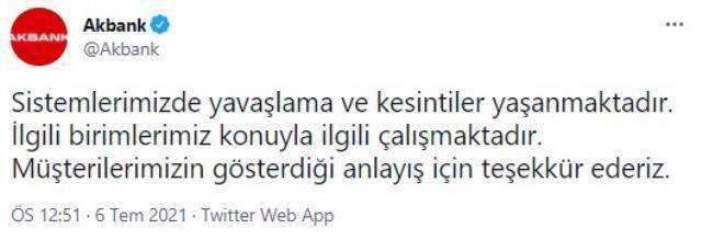Akbank mobil çöktü mü? Akbank mobil çöktü mü? Akbank sorun çözüldü mü?