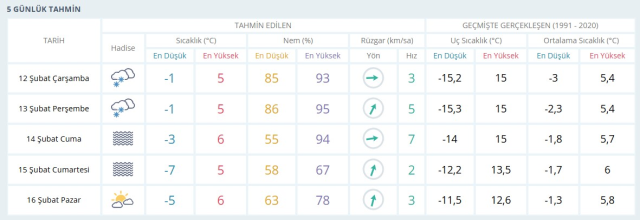 MALATYA HAVA DURUMU: 12 Şubat Malatya hava durumu nasıl? Malatya 5 günlük hava durumu tahmini!