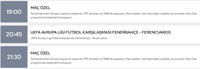 Fenerbahçe Ferençvaroş maçı neden TRT Spor'da, maç TRT 1'de değil mi?