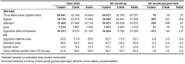 Son dakika! Türkiye'deki işsiz sayısı ekim döneminde 57 bin kişi artarak 3 milyon 534 bin oldu