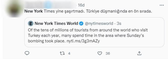 New York Times'ın İstiklal Caddesi'ndeki bombalı saldırının haberini verme şekli tepkilere sebep oldu