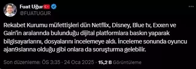 Rekabet Kurumu'ndan dijital içerik platformlarına baskın iddiası