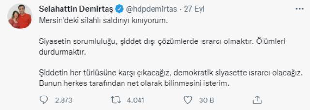 Demirtaş'ın avukatları Bakan Soylu'nun Mersin'deki saldırı sonrası sarf ettiği sözler hakkında suç duyurusunda bulunacak