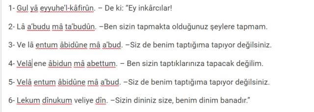 Kafirun suresi anlamı nedir? Kafirun suresinin okunuşu (Türkçe ve Arapça ) nasıldır? Kafirun suresinin tefsiri nedir?