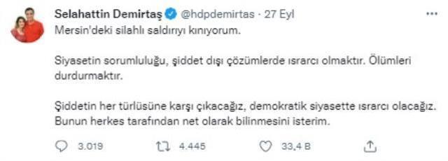 Demirtaş'ın Mersin çıkışı terör örgütü PKK'yı rahatsız etti: Ukalalık yapma