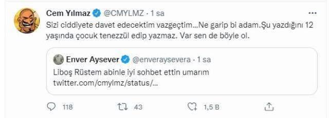 Cem Yılmaz ve Enver Aysever sosyal medyada birbirlerine girdi