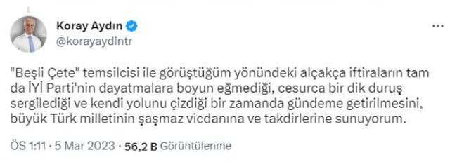 İYİ Partili Koray Aydın'dan '5'li Çete' ile görüştüğü iddialarına zehir zemberek yanıt