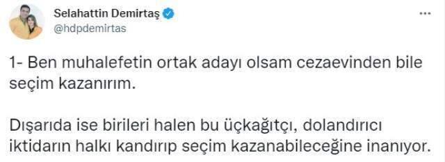 Demirtaş'tan çok konuşulacak çıkış: Muhalefetin ortak adayı olsam cezaevinden bile seçim kazanırım