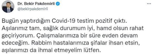 Bakan Pakdemirli: Covid-19 testim pozitif çıktı