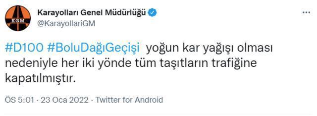 Yola çıkacaklar dikkat! Bolu Dağı geçişi tüm araçlar için trafiğe kapatıldı