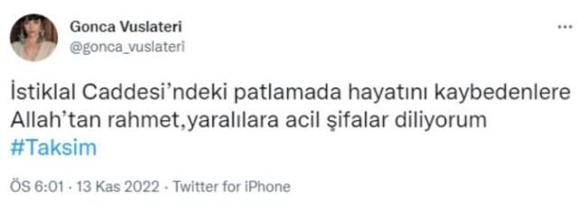 Ünlülerden İstiklal Caddesi'ndeki patlamaya tepki yağdı: Allah bin belanızı versin