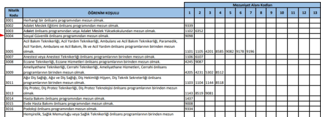 KPSS 3004, 3222, 3188 nitelik kodu nedir?