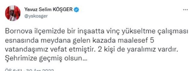 Son Dakika: İzmir Bornova'da inşaat vinci devrildi: 5 ölü, 2 yaralı