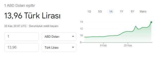 Dolar TL karşısında 13.96 seviyesini görerek tarihi rekor kırdı