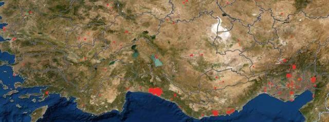 Türkiye'de süren orman yangınları NASA'nın uydu görüntülerinde tespit edildi