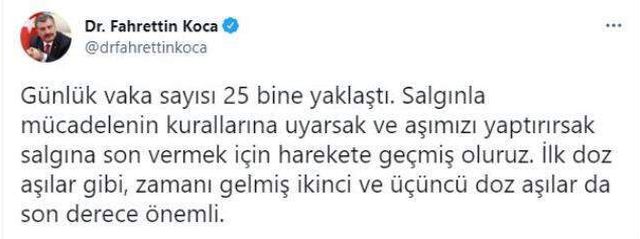 Son Dakika: Türkiye'de 3 Ağustos günü koronavirüs nedeniyle 126 kişi vefat etti, 24 bin 832 yeni vaka tespit edildi