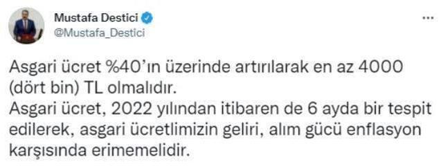 BBP lideri Destici: Asgari ücret 4 bin TL olmalıdır