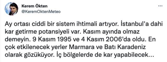 İstanbul için kar uyarısı! Kasım ayı ortasını işaret eden meteorolojik kaynaklar 9 Kasım 1995 ve 4 Kasım 2006'yı hatırlattı