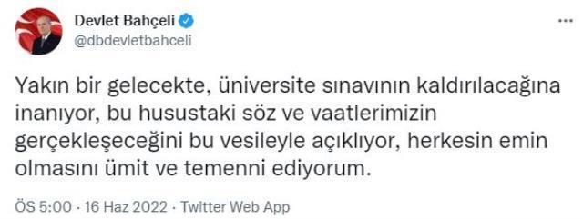 MHP lideri Bahçeli'den öğrencileri heyecanlandıran vaat: Üniversite sınavı kaldırılacak