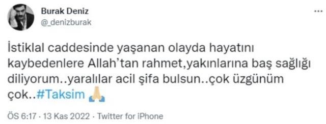 Ünlülerden İstiklal Caddesi'ndeki patlamaya tepki yağdı: Allah bin belanızı versin