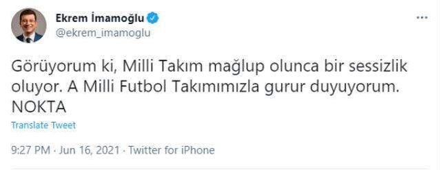 Milli takım yenildi, Ekrem İmamoğlu ima dolu paylaşımda bulundu