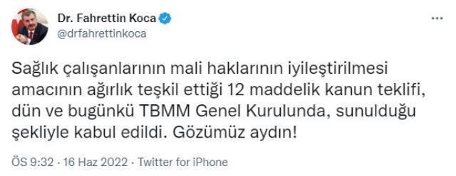 Son Dakika: Sağlık çalışanlarının ek ödemelerinde ve emekli maaşlarında iyileştirmeler içeren kanun teklifi Meclis'te kabul edildi