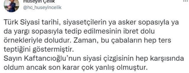 AK Partili eski bakan Hüseyin Çelik'ten Canan Kaftancıoğlu'na destek: Son karar çok yanlış oldu
