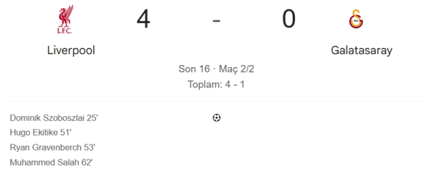 Liverpool Galatasaray kaç kaç? MAÇ SONUCU! Liverpool Galatasaray golleri kim attı, canlı maç anlatımı!
