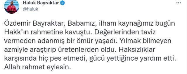 Son Dakika! Selçuk Bayraktar'ın babası, BAYKAR Yönetim Kurulu Başkanı Özdemir Bayraktar hayatını kaybetti