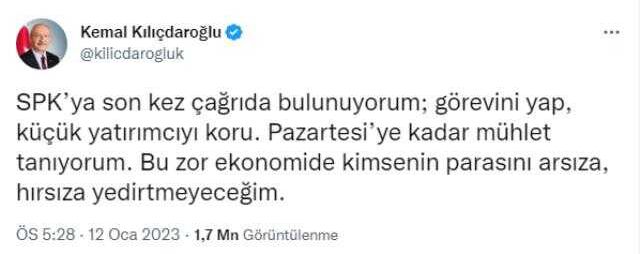 Kılıçdaroğlu'ndan SPK'ya sert çağrı: Görevini yap, küçük yatırımcıyı koru