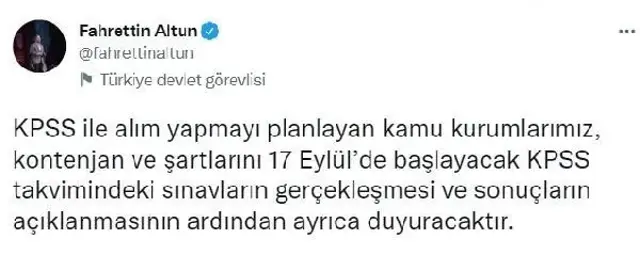Altun: Kamu kurumlarımızın personel alımları KPSS takvimine göre güncellenecektir