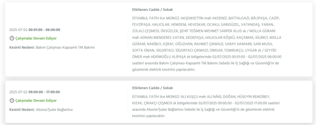 İstanbul FATİH elektrik kesintisi! 2 Temmuz Fatih elektrik kesintisi ne zaman bitecek, elektrikler ne zaman gelecek?