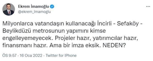 İmamoğlu, Twitter'dan isyan etti: Her şey hazır ama bir imza eksik, neden?