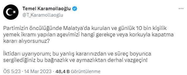 Malatya Valiliği'nden aşevinin kaldırılmak istendiği iddialarına yalanlama
