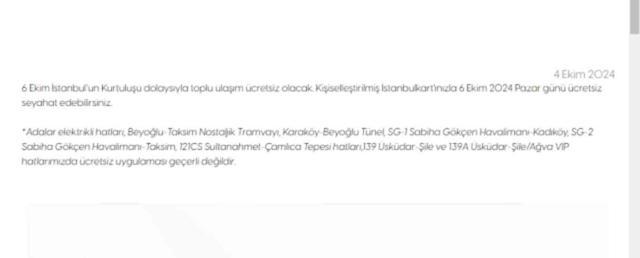 İETT otobüs, metrobüs neden ücretsiz, hangi hatlar ücretsiz? 6 Ekim Pazar İstanbul Kurtuluşu akbil basma ücretsiz mi?