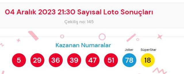4 Aralık 2023 Sayısal Loto çekiliş sonuçları açıklandı! Sayısal Loto sonuçları saat kaçta açıklanacak? Sayısal Loto CANLI izle!